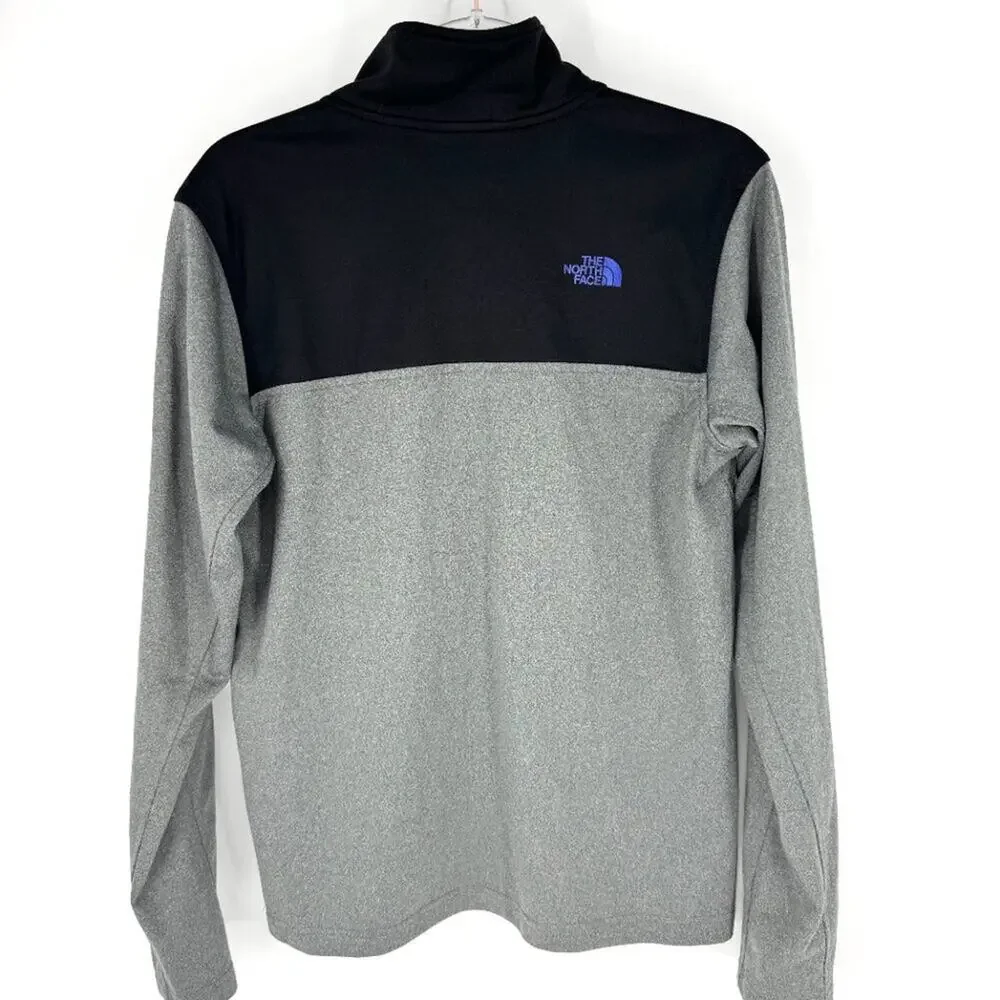 The North Face 1/4 Zip Pullover Two Toned Active Jacket Black‎ Grey with Blue Sm